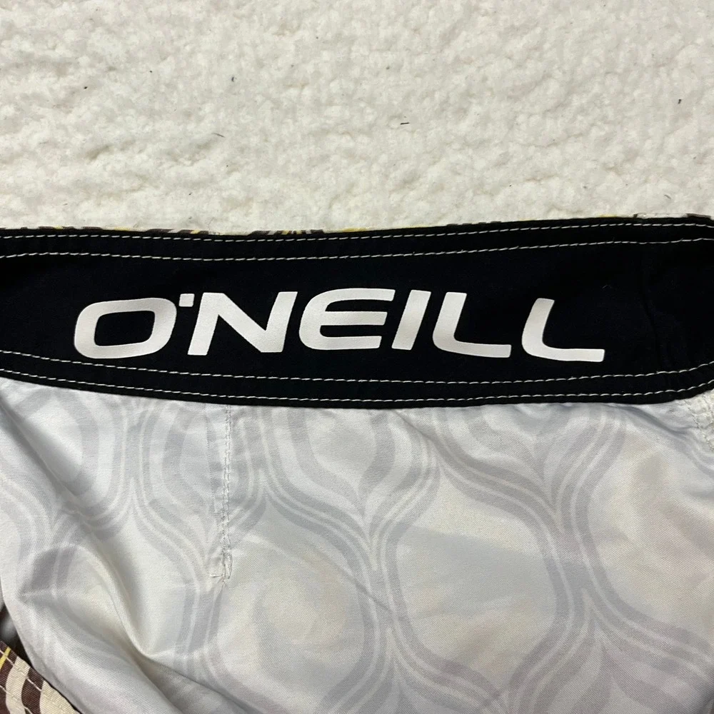 O'Neill Board Shorts‎ Mens 36/38 Yellow Brown Geometric Psychedelic Swim Trunks